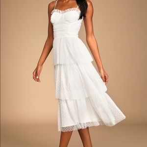 Lulus White Polka Dot MIDI Dress